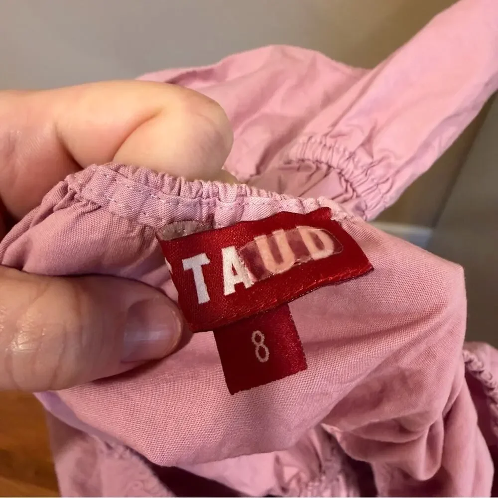 Staud Purple Smocked Sexy Sweetheart Crop Puff Sleeve Blouse Top 8